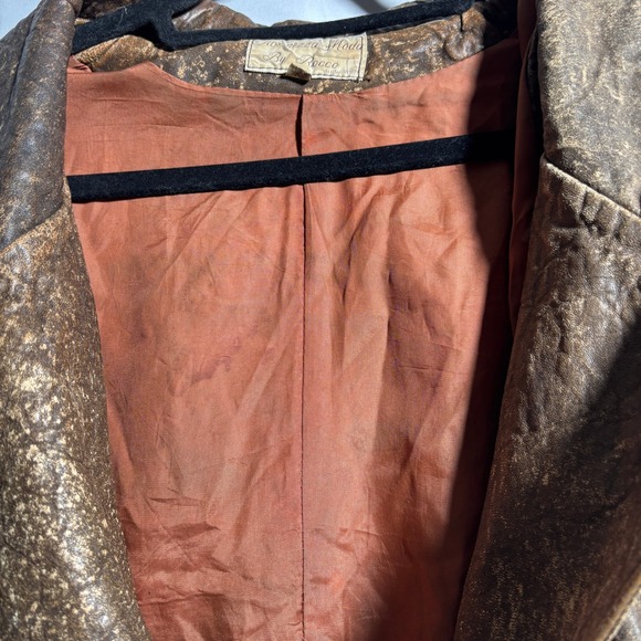 VTG Brown Leather Fringe Jacket Moto Crop Boho Western Rodeo Sz M Distressed SEE - Picture 6 of 9